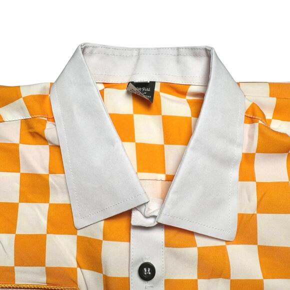 Trailer Park Golf Club | Men | Vol Gold Checker Member Golf Polo Shirt | Medium - Picture 9 of 15